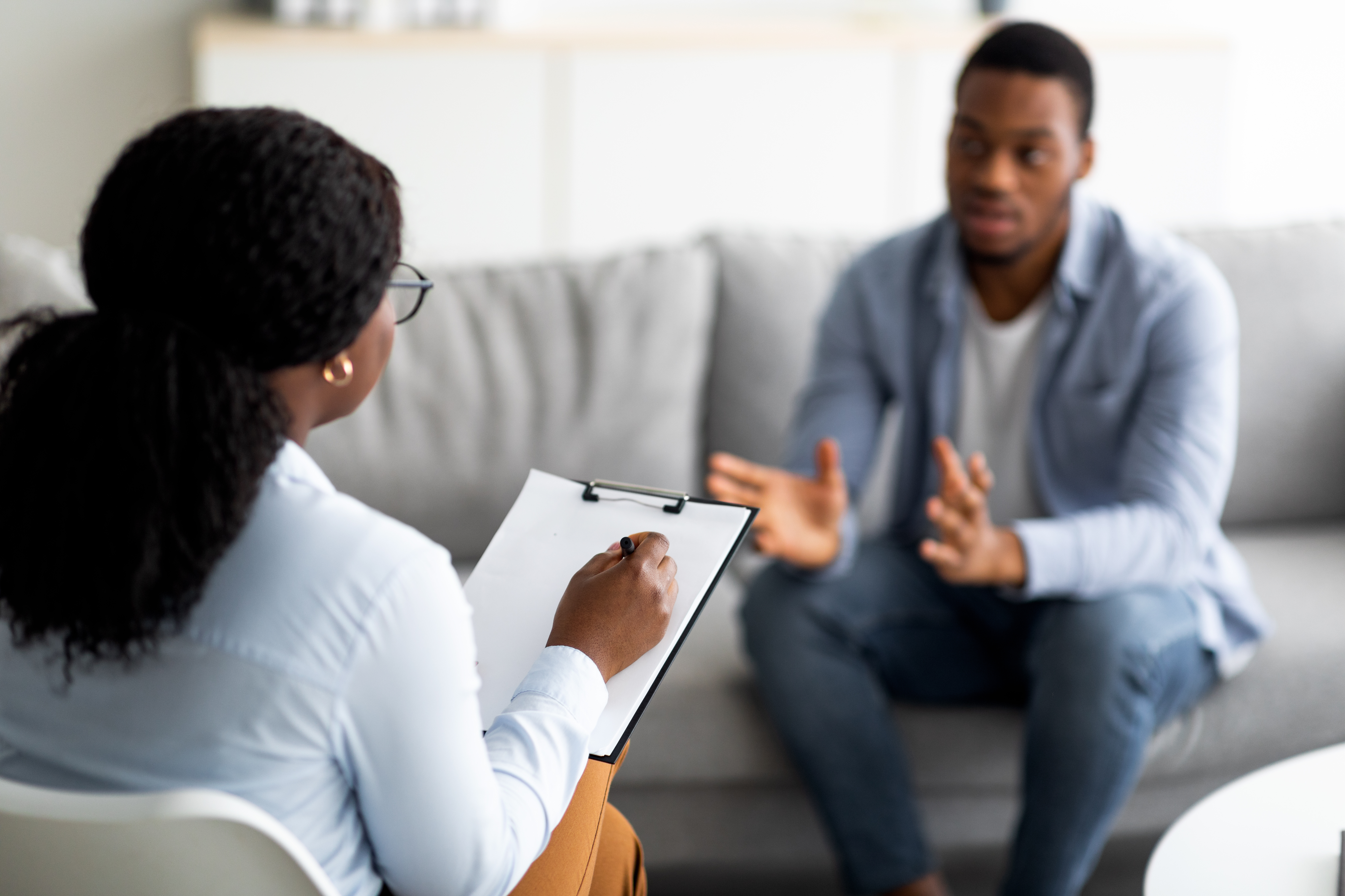 Man talking to a counselor